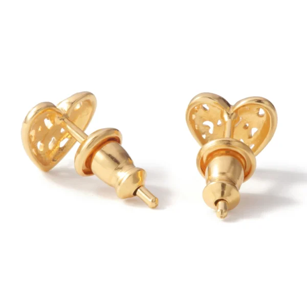 Sana 18K Yellow Gold Plated Arabesque Heart Stud Earrings - Image 3