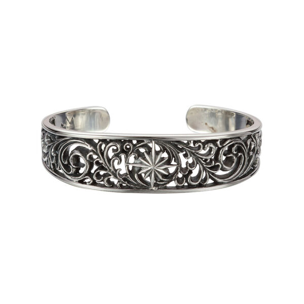 Sun Symbol and Arabesque Openwork Bangle