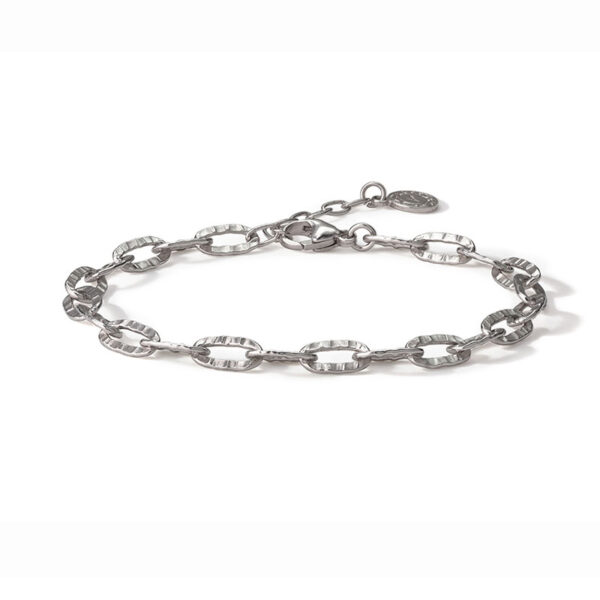 Sana Flat Hammered Oval-link Chain Bracelet