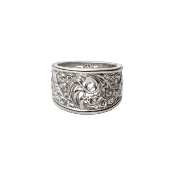 Rhodium Plated Arabesque Openwork Ring