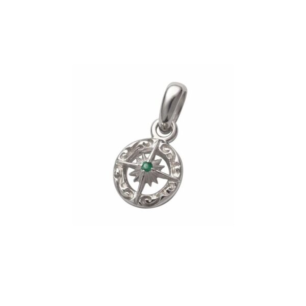 May Birthstone Emerald Sun Symbol and Arabesque Pendant - Image 2