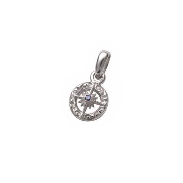 September Birthstone Sapphire Sun Symbol and Arabesque Pendant - Image 2