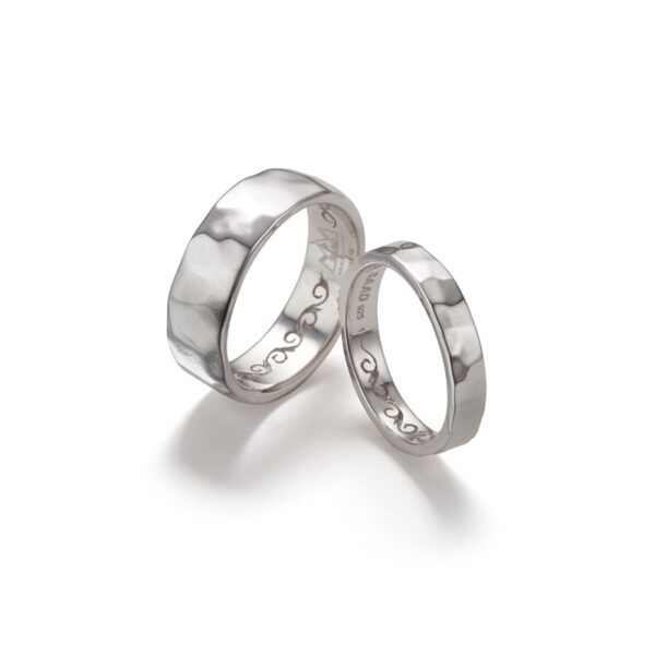 Sterling Silver Collection Hammerd Pair Ring