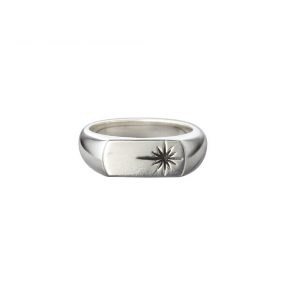 Sun Symbol Square Signet Ring