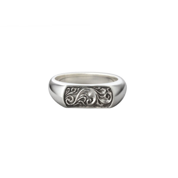 Arabesque Square Signet Ring, Slim