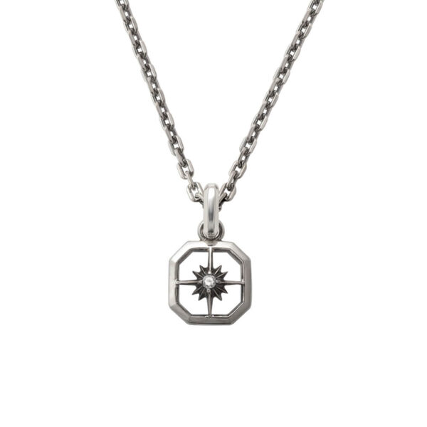 April Birthstone Diamond Sun Symbol Square Pendant