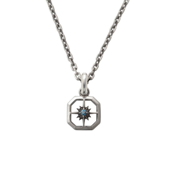 November Birthstone Topaz Sun Symbol Square Pendant