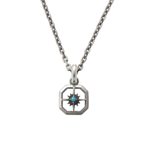 December Birthstone Turquoise Sun Symbol Square Pendant