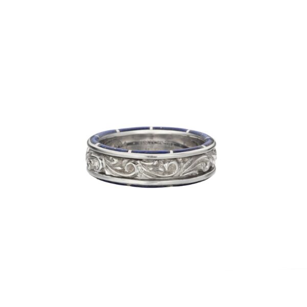 SAAD Premium Lapis Lazuli Arabesque Spinner Side Inlay Ring