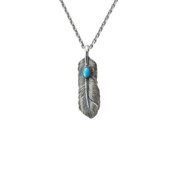 Feather Turquoise Left Facing Pendant, Small