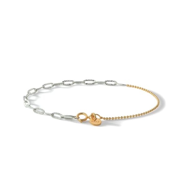 Combined 24K Gold Plated and 925 Silver Chain Bracelet, Slim