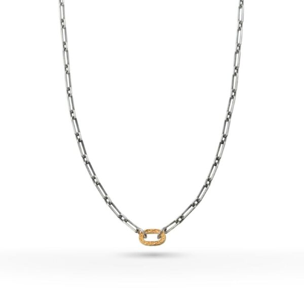 Arabesque 24K Gold Plated Link Chain Necklace, Slim