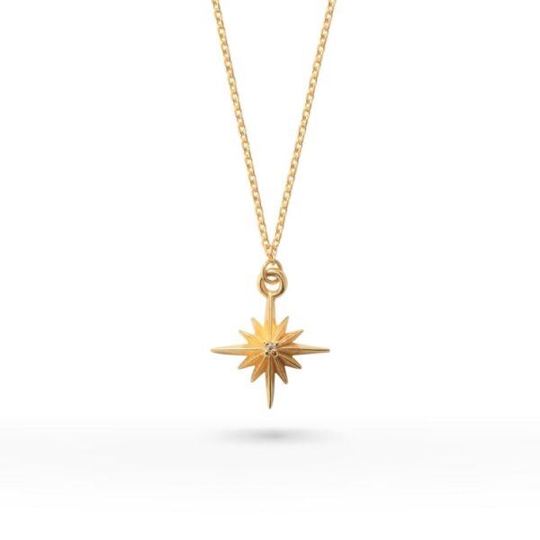 Diamond 24K Gold Plated Sun Symbol Necklace