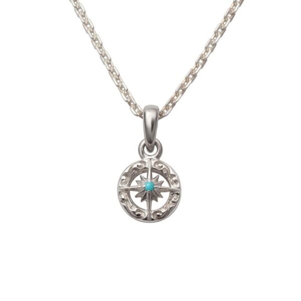 December Birthstone Turquoise Sun Symbol and Arabesque Pendant