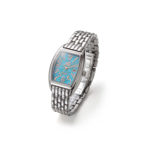 Turquoise Toneau Quartz 29mm Watch, Stainless Steel band - Image 2