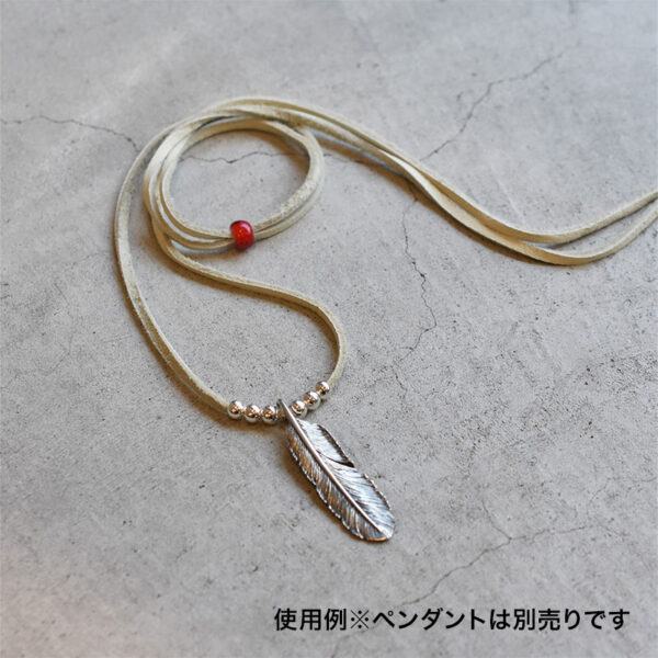 White Deerskin String and Red White Heart Bead - Image 2