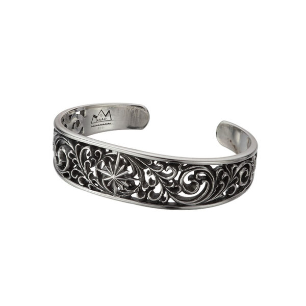 Sun Symbol and Arabesque Openwork Bangle - Image 2