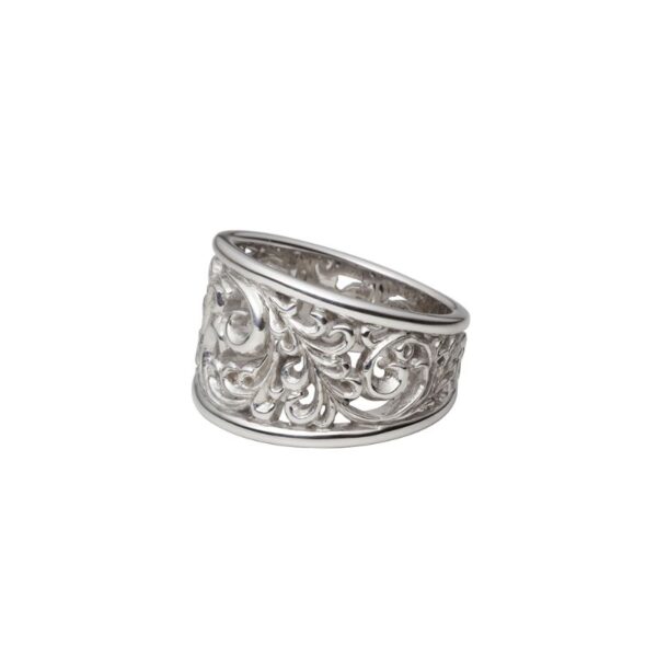 Rhodium Plated Arabesque Openwork Ring - Image 2