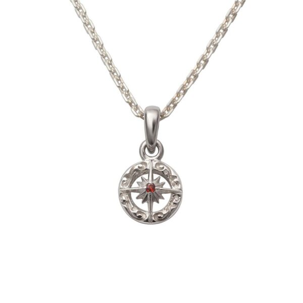 January Birthstone Garnet Sun Symbol and Arabesque Pendant