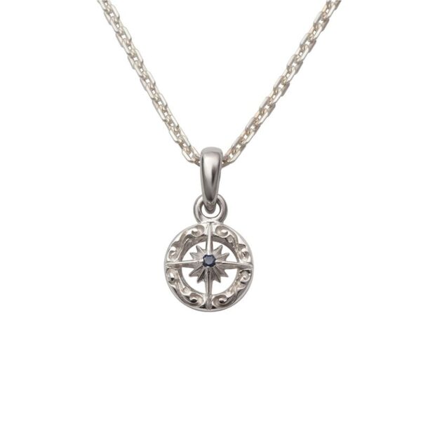 September Birthstone Sapphire Sun Symbol and Arabesque Pendant