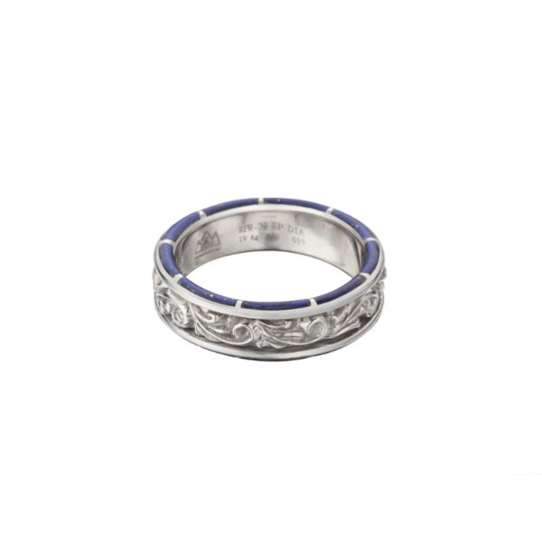 SAAD Premium Lapis Lazuli Arabesque Spinner Side Inlay Ring - Image 2