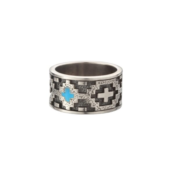 SAAD Premium Turquoise Chimayo Inlay Ring - Image 2