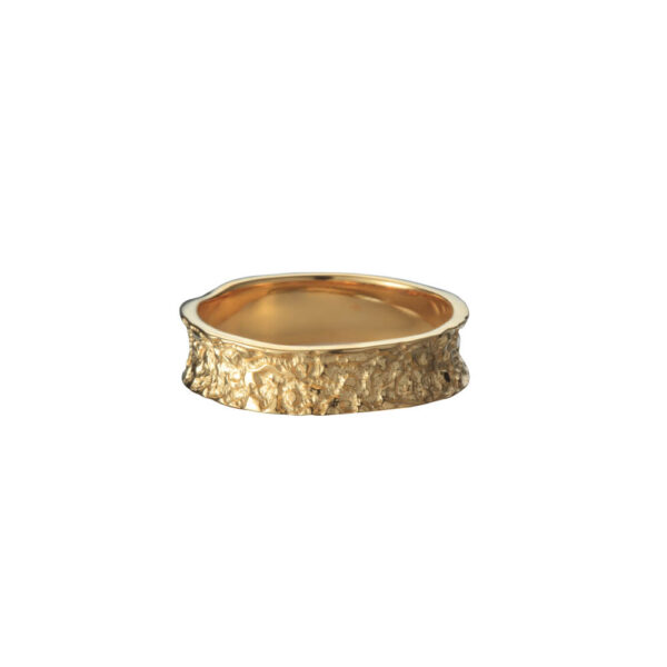 24K Gold Plated Zirconia Sun Symbol Hammered Ring - Image 2