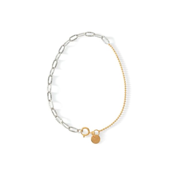 Combined 24K Gold Plated and 925 Silver Chain Bracelet, Slim - Image 2