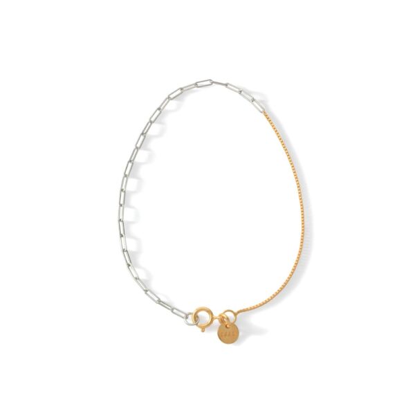 Combined 24K Gold Plated and 925 Silver Chain Bracelet - Image 2