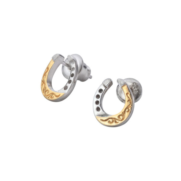 Horseshoe 24K Gold Plated Stud Earrings