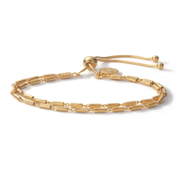 Sana 18K Yellow Gold Plated Double Chain Coil Bracelet