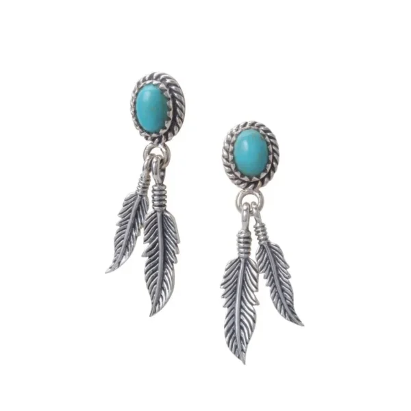 Feather Turquoise Stud Earrings