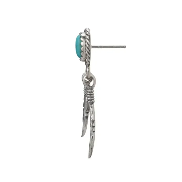 Feather Turquoise Stud Earrings - Image 2