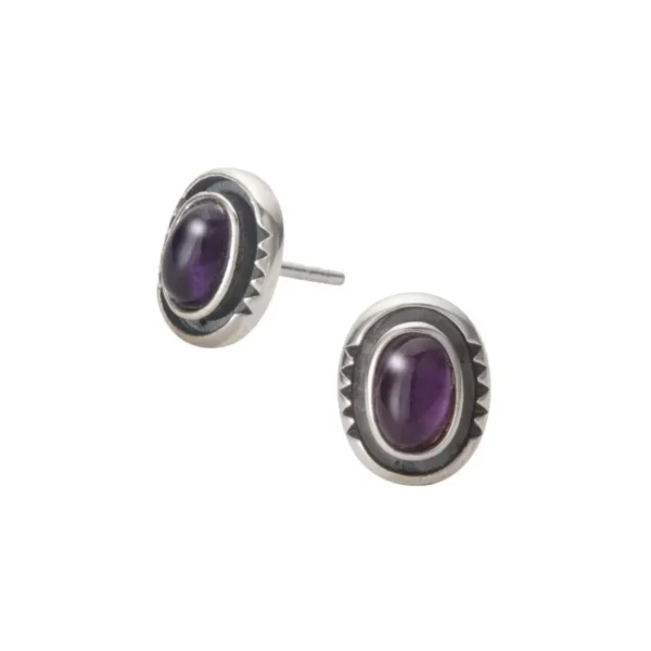 Amethyst Oval Stud Earrings