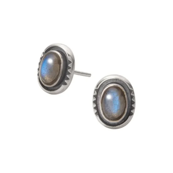 Labradorite Oval Stud Earrings