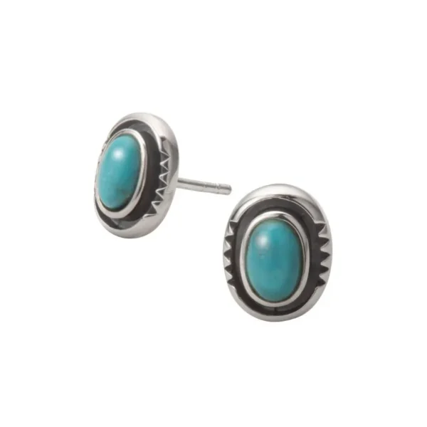 Turquoise Oval Sculpted Stud Earrings