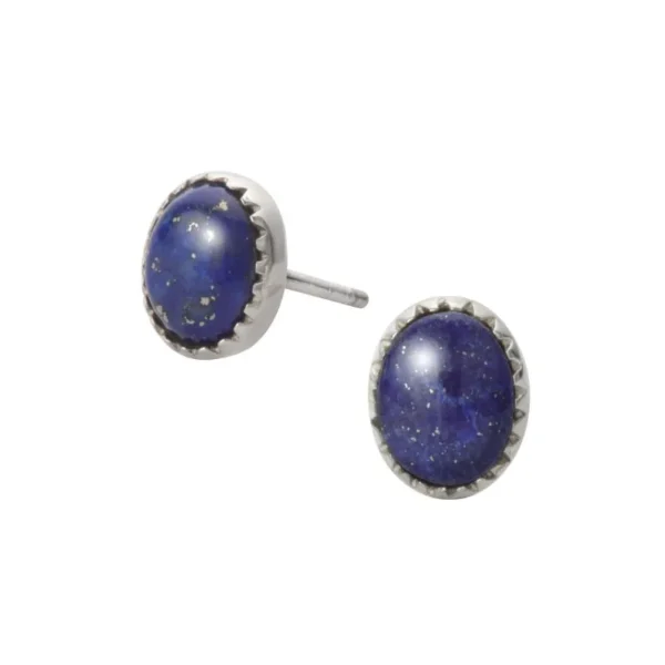 Lapis Lazuli Oval Stud Earrings