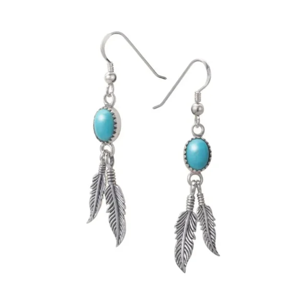 Feather Turquoise Hook Earrings