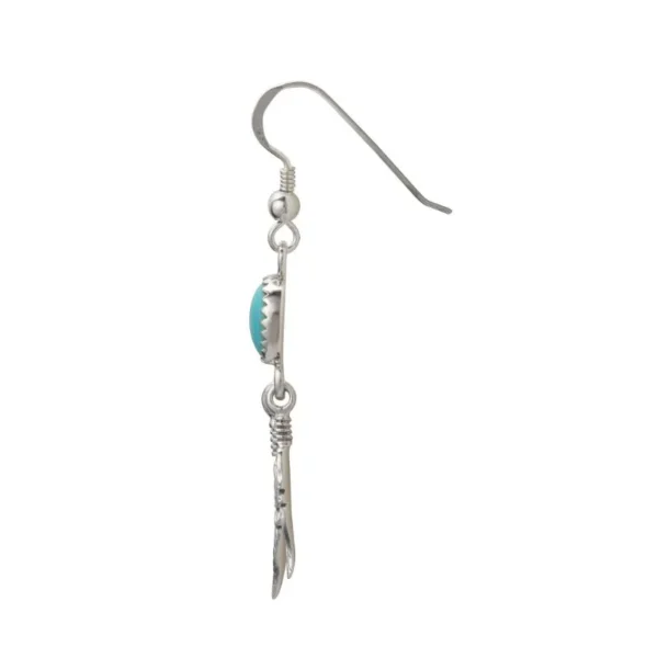 Feather Turquoise Hook Earrings - Image 2