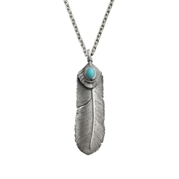 Feather Turquoise Right Facing Pendant