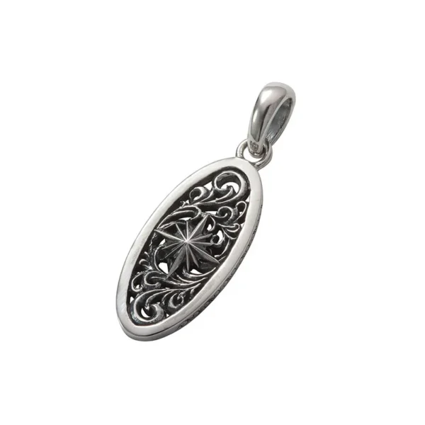 Sun Symbol and Arabesque Oval Pendant - Image 2