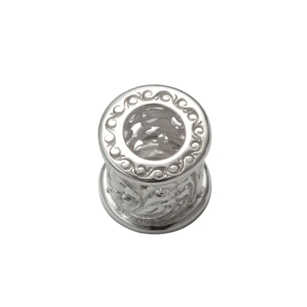 Platinum Plated Arabesque Openwork Cylinder Pendant, Small - Image 3