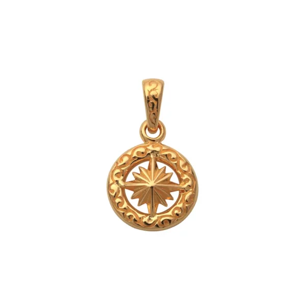 18K Gold Plated Sun Symbol and Arabesque Openwork Pendant - Image 2