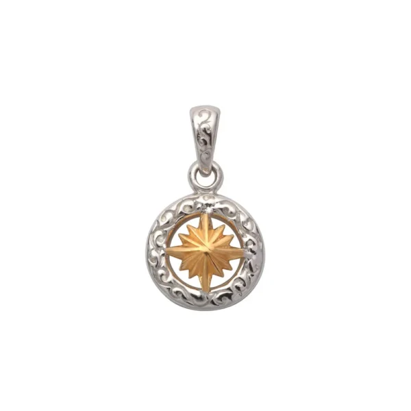 Sun Symbol and Arabesque 18K Gold Plated Openwork Pendant - Image 2