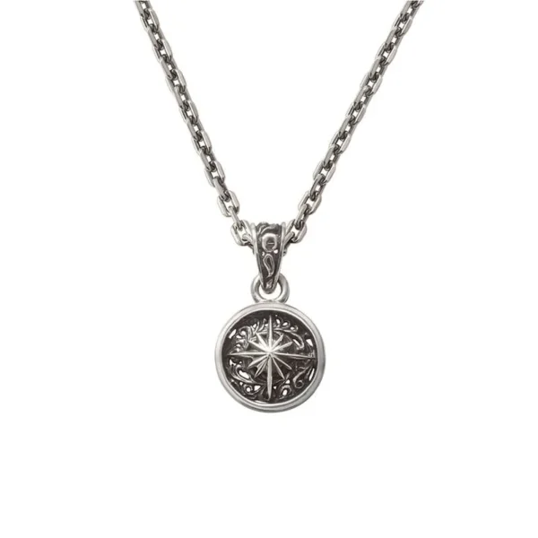 Sun Symbol and Arabesque Openwork Round Pendant, Small