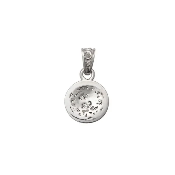 Rhodium Plated Arabesque Openwork Round Pendant, Small - Image 3