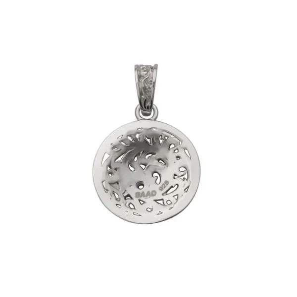 Rhodium Plated Arabesque Openwork Round Pendant - Image 3