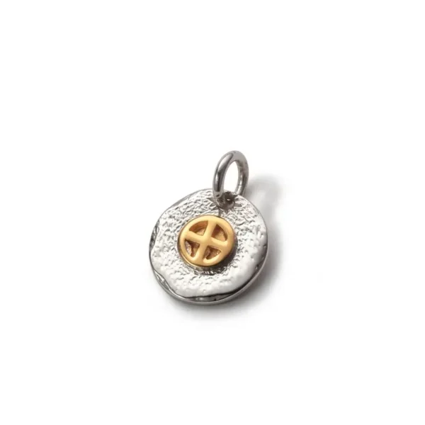 Medicine Wheel 18K Gold Plated Tufa Cast Pendant - Image 2