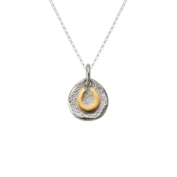 Horseshoe 18K Gold Plated Tufa Cast Pendant