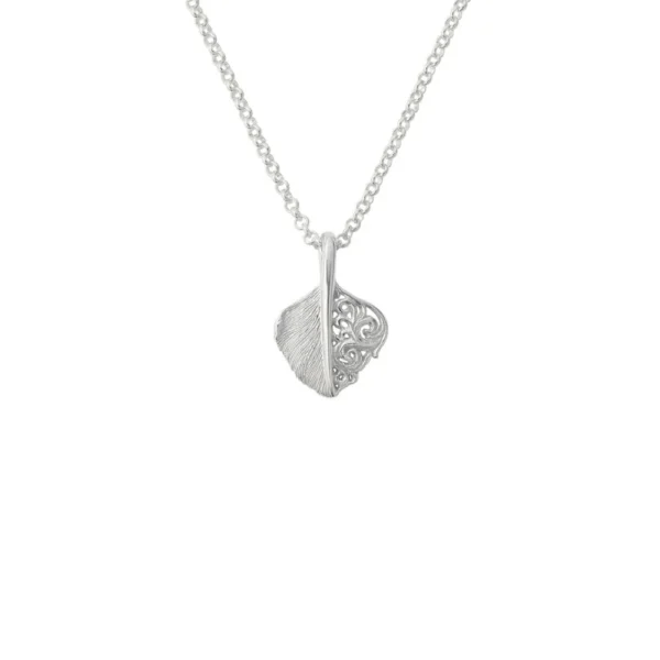 Feather Arabesque Openwork Heart Shaped Pendant